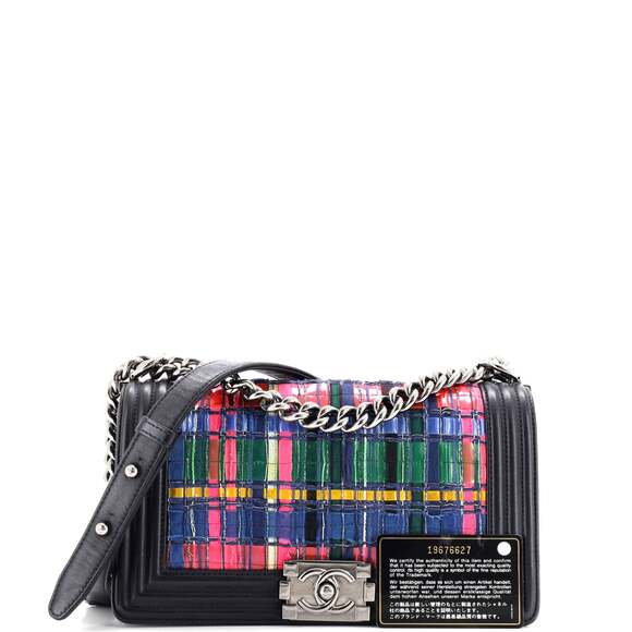 Boy Flap Bag Woven Pvc With Lambskin #206516C28B - Picture 2 of 8